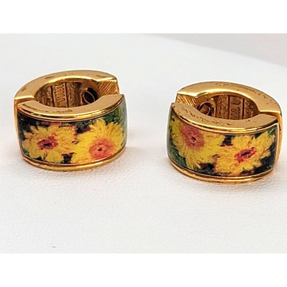 Gold Monet Sunflower Bangle Bracelet and Post Earrings Set by The Met Dh807 - Picture 5 of 14
